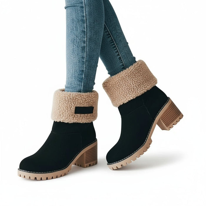 Warme dameslaarzen – Pluche voering – Hoge blokhak - Bivakshop