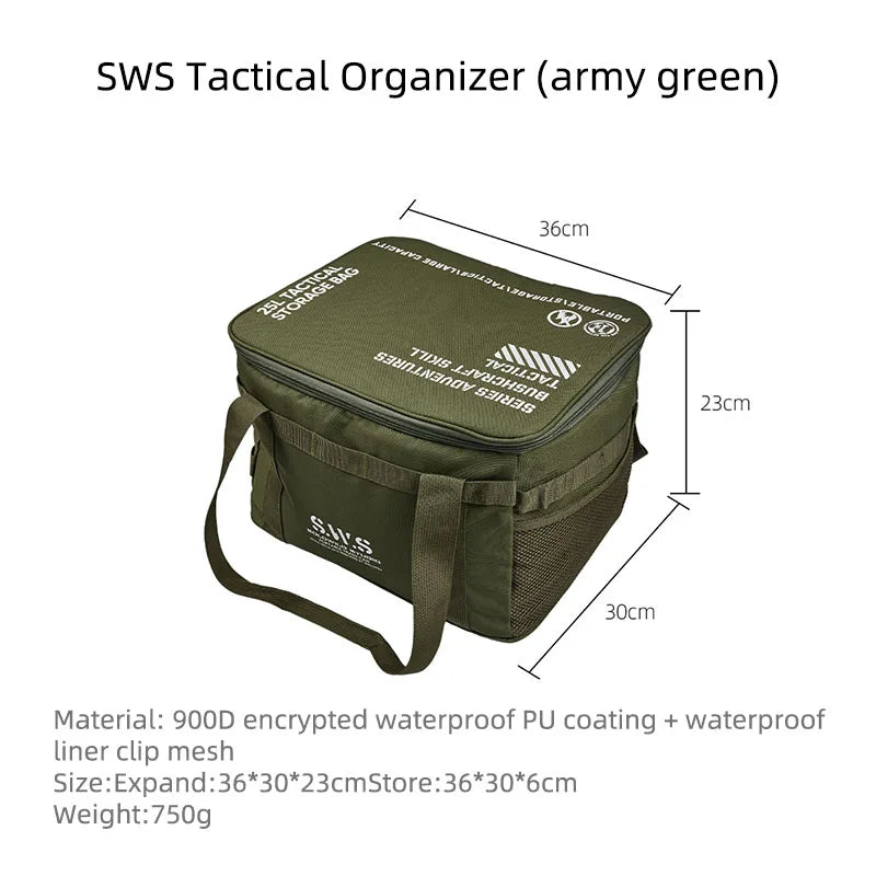 Waterdichte opvouwbare opslagtas – 25L veldverdeler voor kampeeruitrusting & outdoor gebruik - Bivakshop
