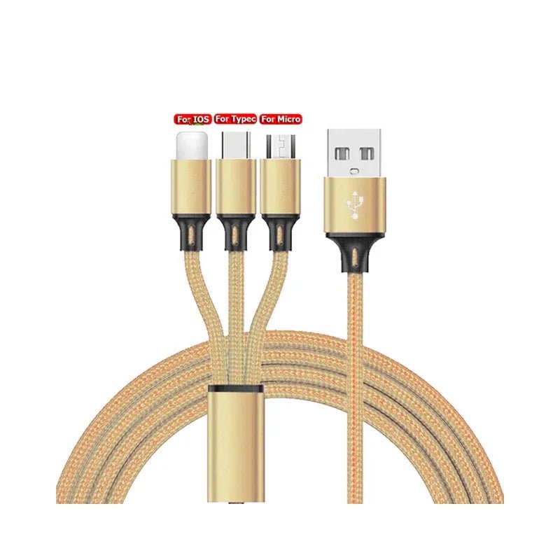 Weven 3 in 1 data kabel usb poort - Micro usb type c - Voor ios android - Bivakshop