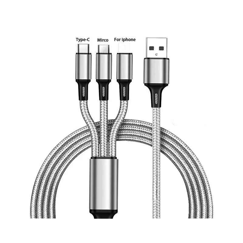 Weven 3 in 1 data kabel usb poort - Micro usb type c - Voor ios android - Bivakshop
