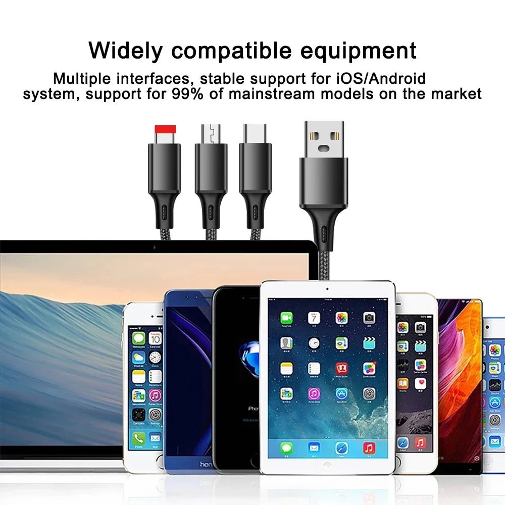 Weven 3 in 1 data kabel usb poort - Micro usb type c - Voor ios android - Bivakshop