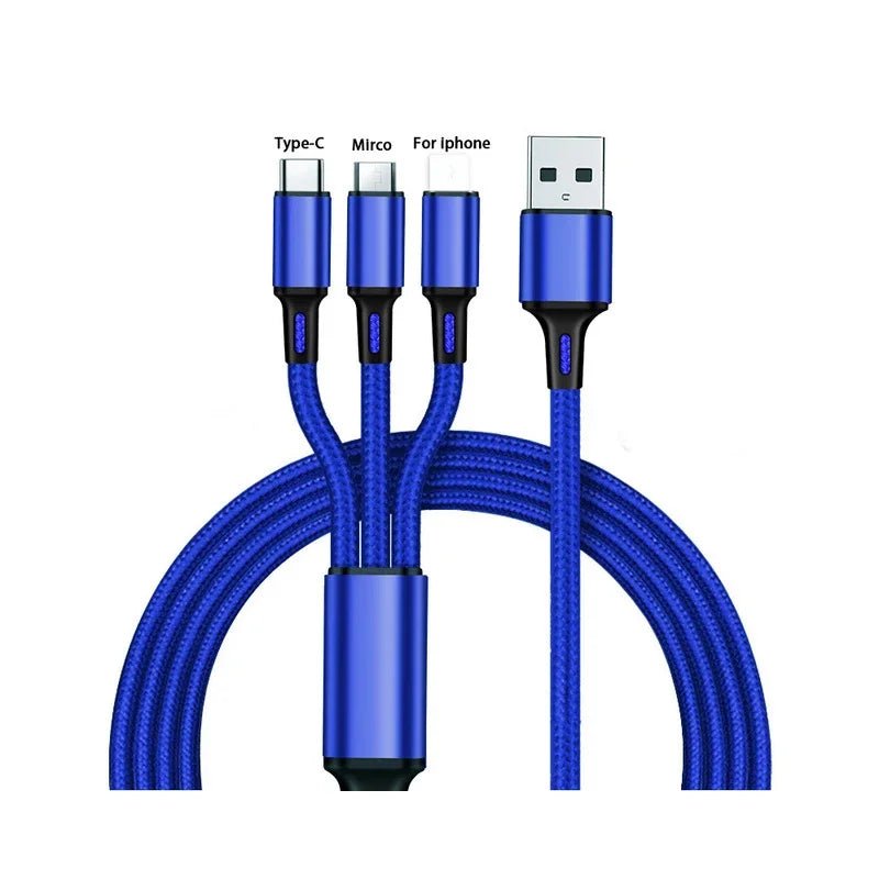 Weven 3 in 1 data kabel usb poort - Micro usb type c - Voor ios android - Bivakshop