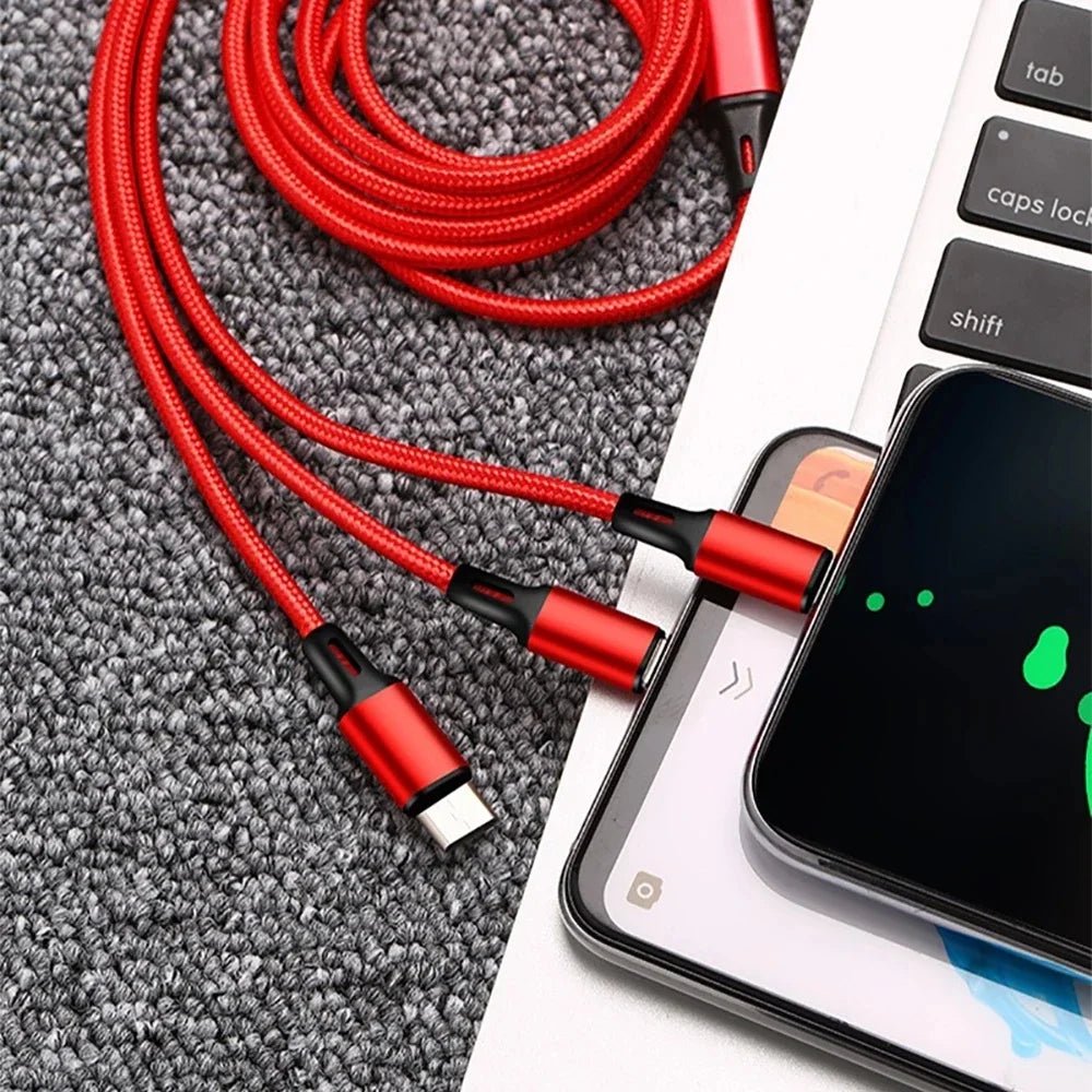 Weven 3 in 1 data kabel usb poort - Micro usb type c - Voor ios android - Bivakshop