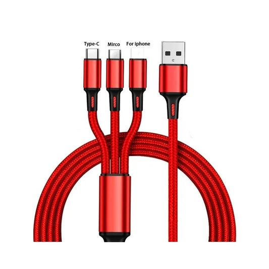 Weven 3 in 1 data kabel usb poort - Micro usb type c - Voor ios android - Bivakshop