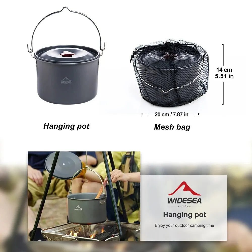 Widesea 4L camping hangpot – Outdoor kookgerei voor 4 - 6 personen – Aluminium lichtgewicht kookpot - Bivakshop