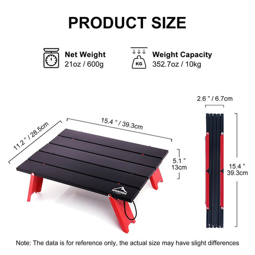 Widesea camping mini draagbare opvouwbare tafel voor outdoor picknick barbecue tours - Ultralichte opvouwbare computer bed bureau - Bivakshop