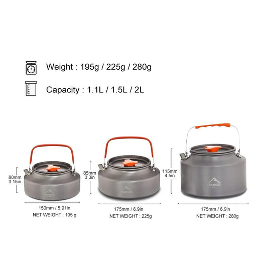 Widesea Camping Waterkoker – 1,1L/1,5L/2L – Voor Koffie, Thee & Outdoor Koken - Bivakshop