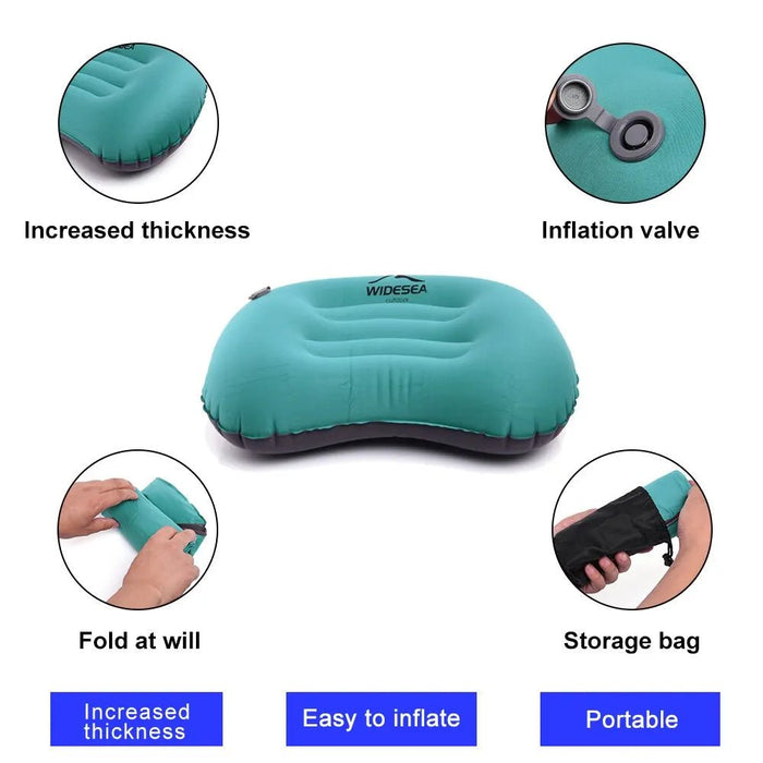 Widesea draagbaar opblaasbaar campingkussen - Lichtgewicht & compact voor outdoor reizen en kamperen - Bivakshop