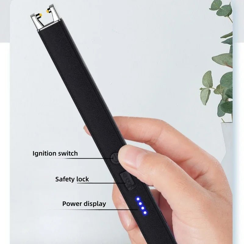 Windbestendige elektrische USB - aansteker - Veiligheidsvergrendeling en batterijdisplay voor BBQ, keuken en buitengebruik - Bivakshop