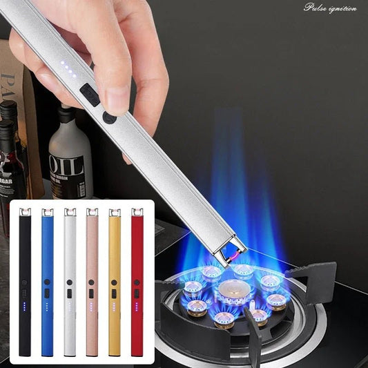 Windbestendige elektrische USB - aansteker - Veiligheidsvergrendeling en batterijdisplay voor BBQ, keuken en buitengebruik - Bivakshop
