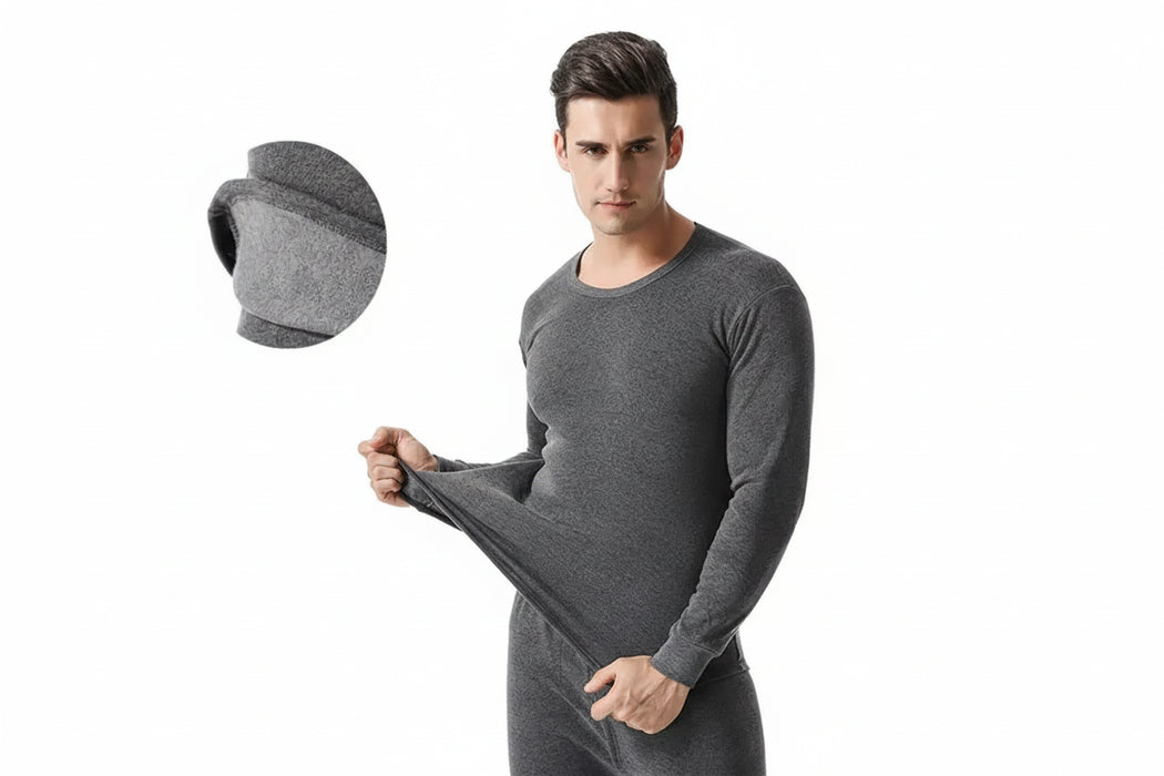 Winter heren thermisch ondergoed - Zacht katoen met fleecevoering - Top & broek set - Bivakshop