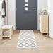 Wit Keuken Vloerkleed – 300x60 cm – Fluweel Geometrisch Design - Bivakshop