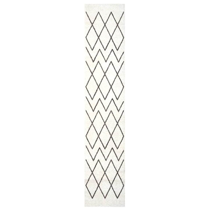 Wit Keuken Vloerkleed – 300x60 cm – Fluweel Geometrisch Design - Bivakshop