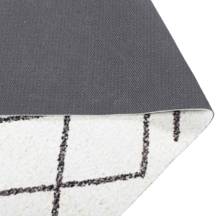 Wit Keuken Vloerkleed – 300x60 cm – Fluweel Geometrisch Design - Bivakshop
