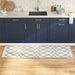 Wit Keuken Vloerkleed – 300x60 cm – Fluweel Geometrisch Design - Bivakshop