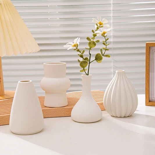 Witte keramische vaas - Klassieke stijl - Decoratieve vaas voor woninginrichting en bruiloften - Bivakshop