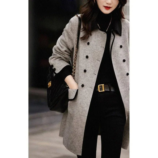 Wollen mantel herfst - winter dames - Vintage lange jas - Koreaanse stijl met hoornknopen - Bivakshop