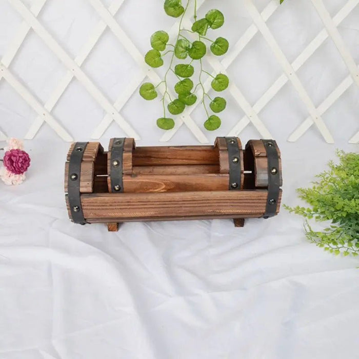 Wooden Flower Pot Outdoor Garden Decor Succulent Plant Potted Planter Succulents Pots Office Decor Flower Pot Planter - Bivakshop