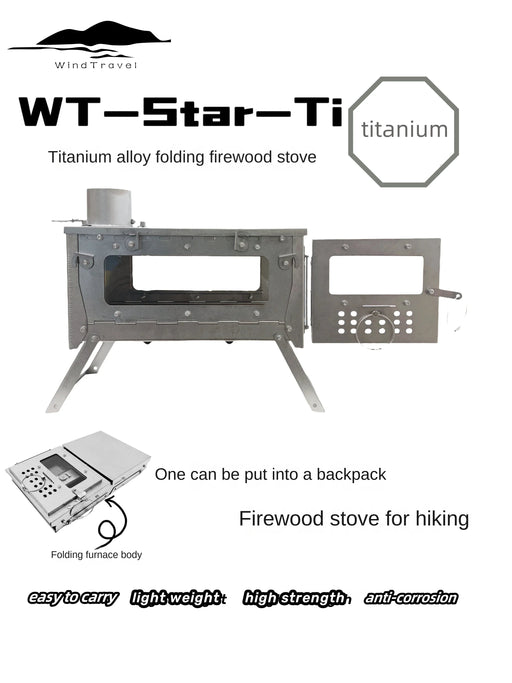 WT Star Ti Titanium Alloy Folding Firewood Stove Hiking Camping Heating Stove - Bivakshop