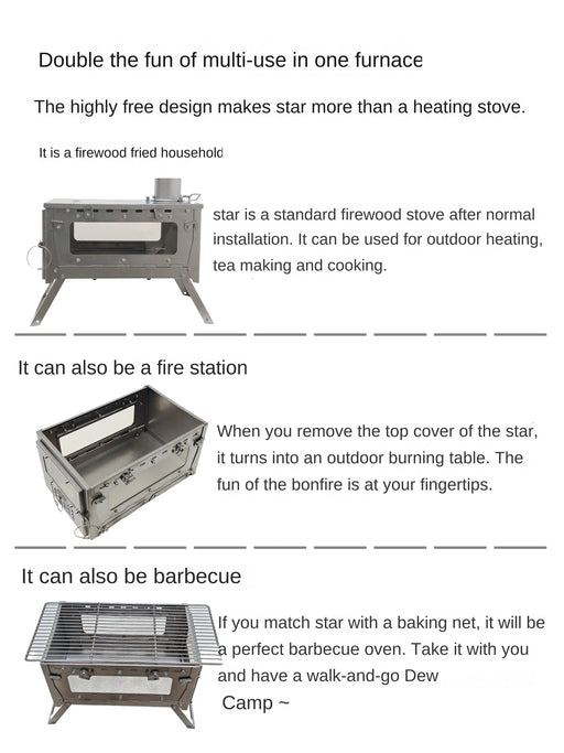 WT Star Ti Titanium Alloy Folding Firewood Stove Hiking Camping Heating Stove - Bivakshop
