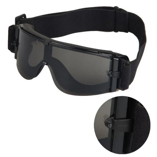 X800 tactische goggles – Winddichte veiligheidsbril met 3 verwisselbare lenzen voor airsoft, jacht & motorsport - Bivakshop