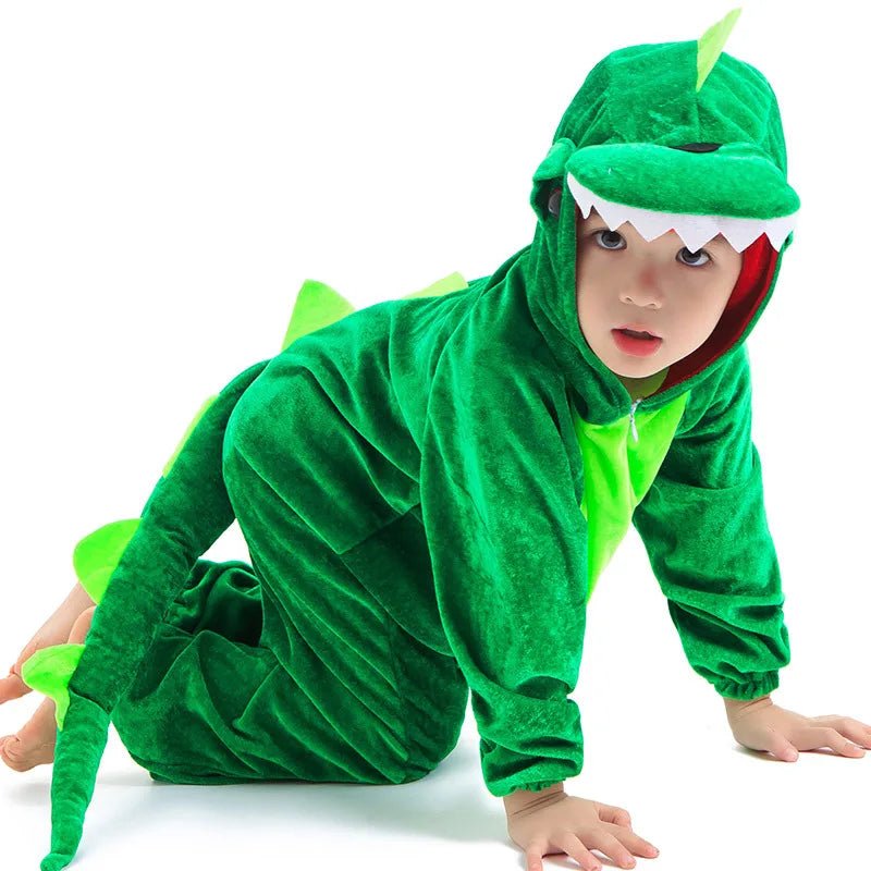 Zacht Kind Dinosaurus Kigurumi Kostuum – Pluche Dino Onesie voor Jongens & Meisjes – Carnaval & Verkleedpak - Bivakshop