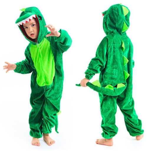 Zacht Kind Dinosaurus Kigurumi Kostuum – Pluche Dino Onesie voor Jongens & Meisjes – Carnaval & Verkleedpak - Bivakshop