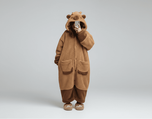 Zachte Capibara Huispak voor Volwassenen – Pluche Kigurumi – Vrolijk Carnavalspak & Huispak - Bivakshop