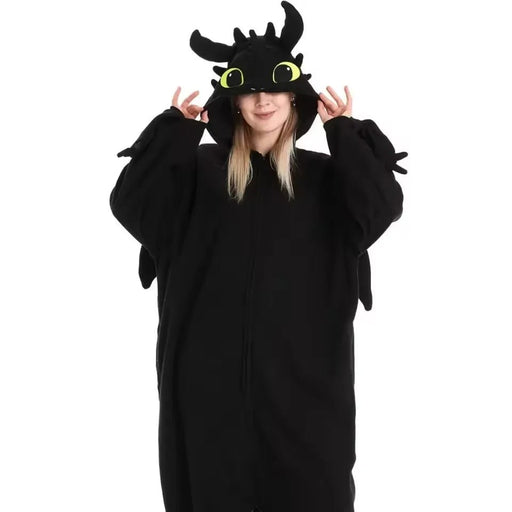 Zachte Nachtdraak Onesie voor Kinderen & Volwassenen – Pluche Kigurumi Jumpsuit – Stoer Carnavalspak & Huispak - Bivakshop