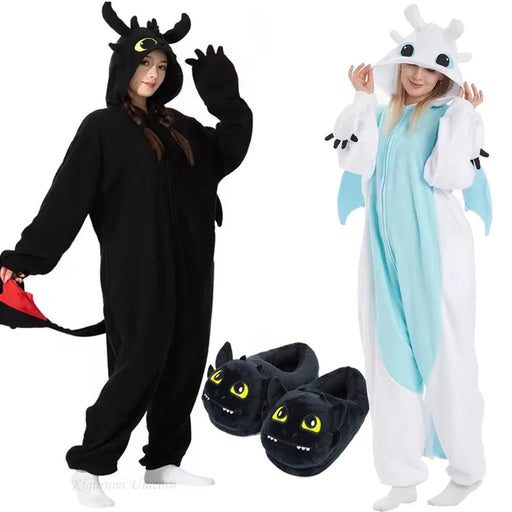Zachte Nachtdraak Onesie voor Kinderen & Volwassenen – Pluche Kigurumi Jumpsuit – Stoer Carnavalspak & Huispak - Bivakshop