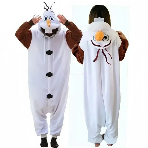 Zachte Sneeuwman Onesie voor Volwassenen & Kinderen – Pluche Jumpsuit – Vrolijk Carnavalspak & Huispak - Bivakshop