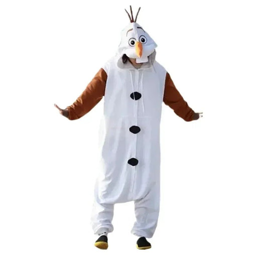 Zachte Sneeuwman Onesie voor Volwassenen & Kinderen – Pluche Jumpsuit – Vrolijk Carnavalspak & Huispak - Bivakshop