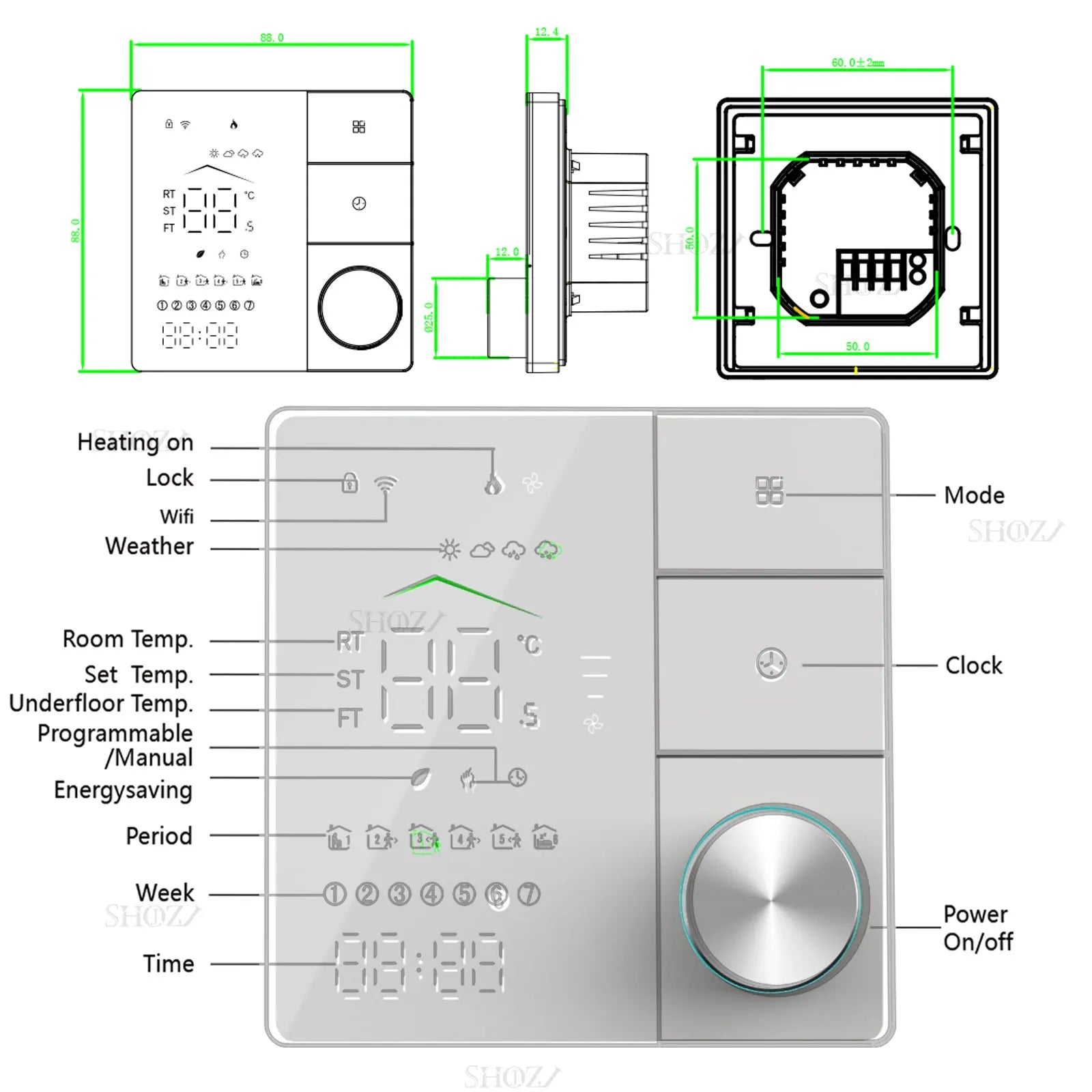 Zigbee & WiFi slimme thermostaat - Programmeerbaar voor gasboilers, waterkleppen en vloerverwarming - Bivakshop