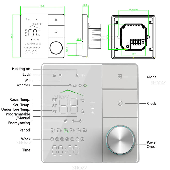 Zigbee & WiFi slimme thermostaat - Programmeerbaar voor gasboilers, waterkleppen en vloerverwarming - Bivakshop