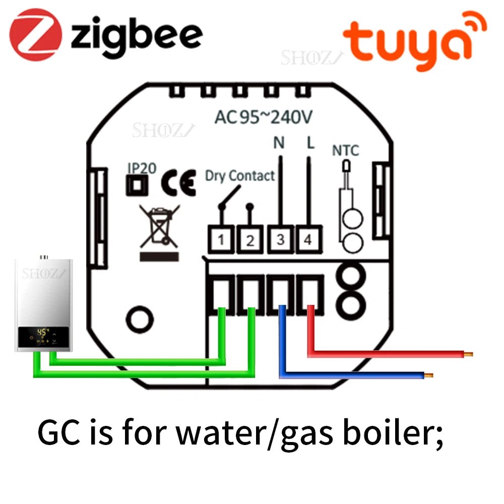 Zigbee & WiFi slimme thermostaat - Programmeerbaar voor gasboilers, waterkleppen en vloerverwarming - Bivakshop