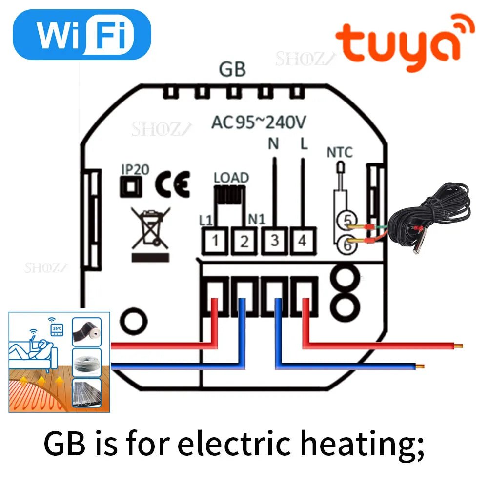 Zigbee & WiFi slimme thermostaat - Programmeerbaar voor gasboilers, waterkleppen en vloerverwarming - Bivakshop