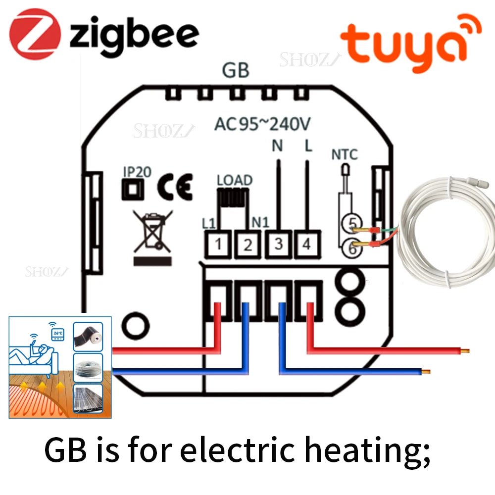 Zigbee & WiFi slimme thermostaat - Programmeerbaar voor gasboilers, waterkleppen en vloerverwarming - Bivakshop