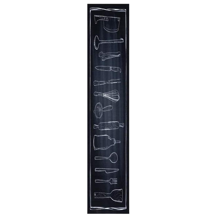 Zwart Keuken Vloerkleed – 300x60 cm – Fluweel Chef Design - Bivakshop