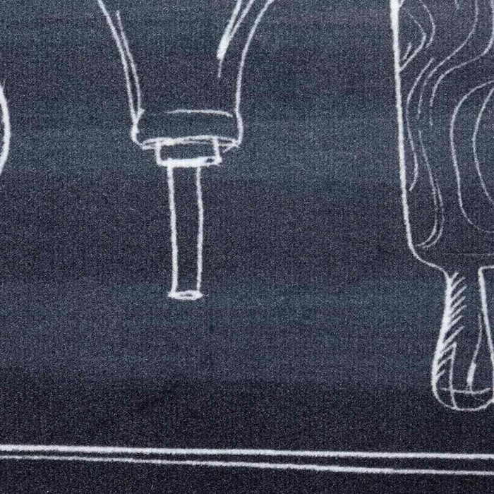 Zwart Keuken Vloerkleed – 300x60 cm – Fluweel Chef Design - Bivakshop