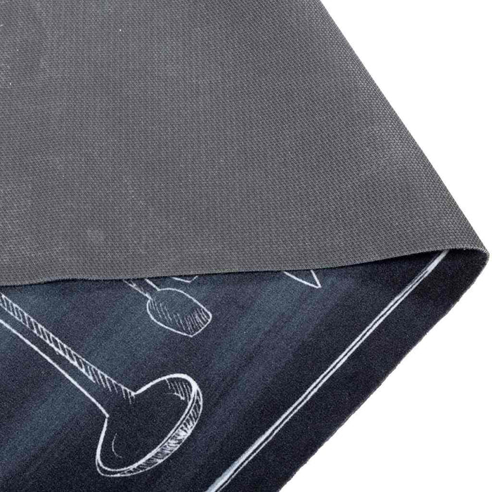 Zwart Keuken Vloerkleed – 300x60 cm – Fluweel Chef Design - Bivakshop