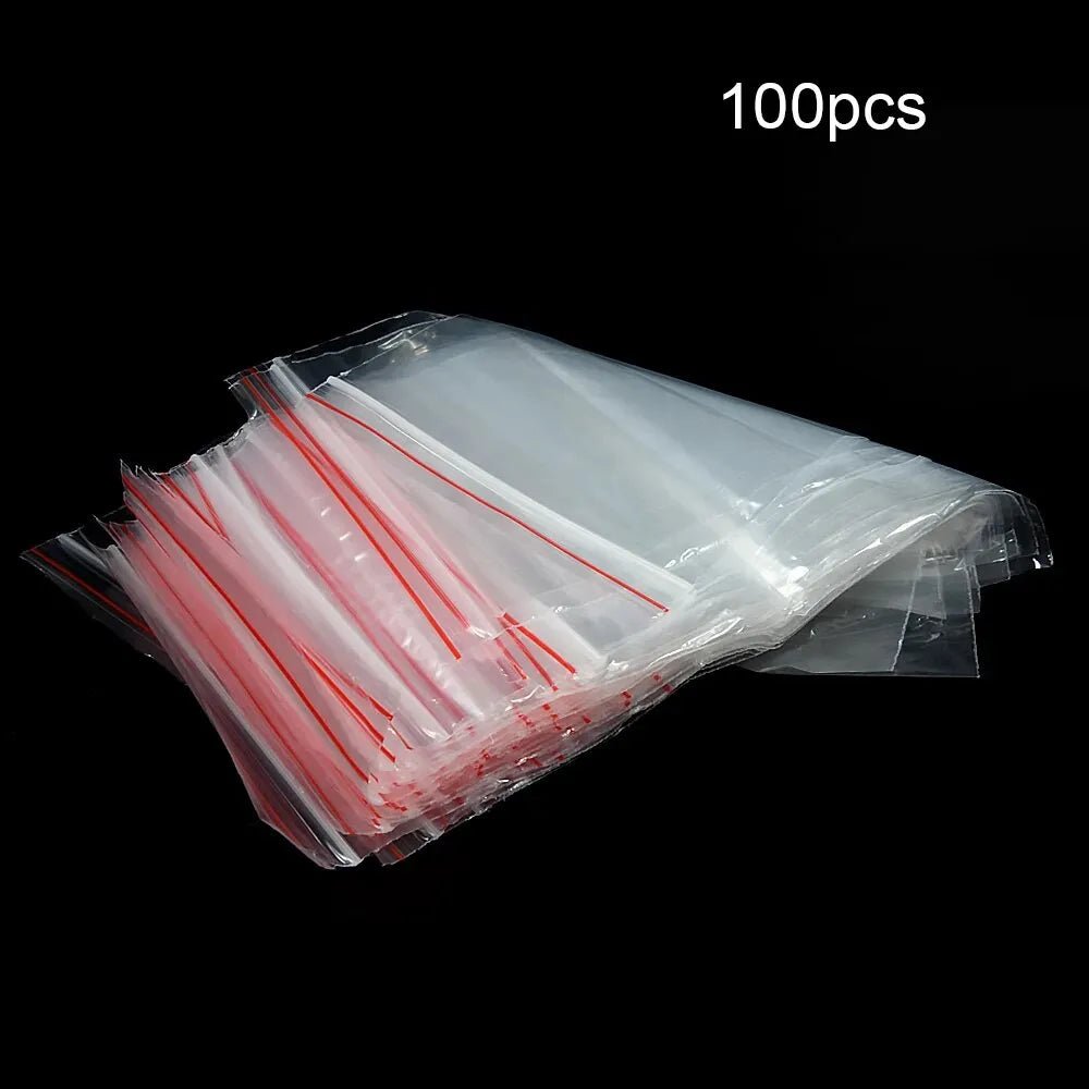 100 stuks rode rand plastic zakken - Transparante zelfklevende afdichtbare zakken - Bivakshop