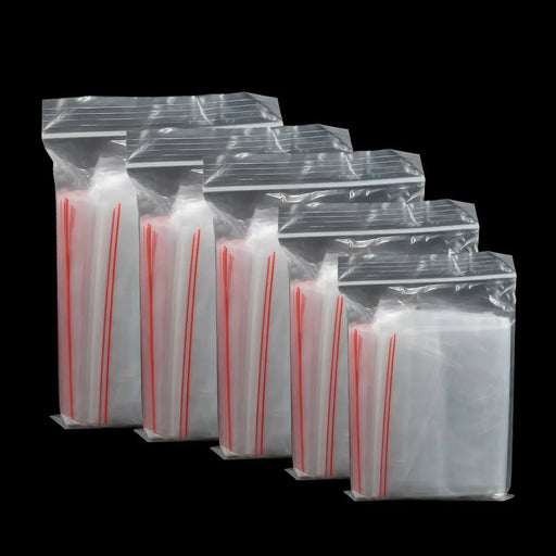 100 stuks rode rand plastic zakken - Transparante zelfklevende afdichtbare zakken - Bivakshop