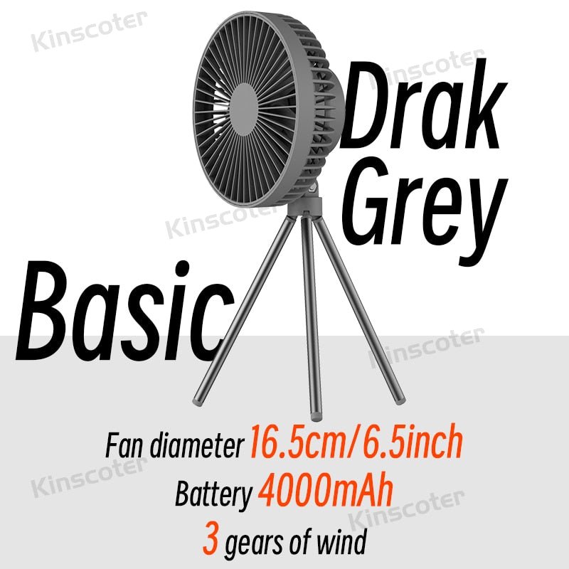 10000mAh 4000mAh Camping ventilator - Oplaadbaar - Draadloze Plafond elektrische ventilator met Power Bank led verlichting - Bivakshop