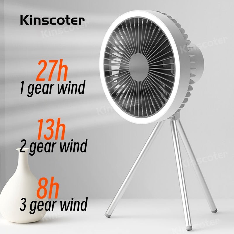 10000mAh 4000mAh Camping ventilator - Oplaadbaar - Draadloze Plafond elektrische ventilator met Power Bank led verlichting - Bivakshop