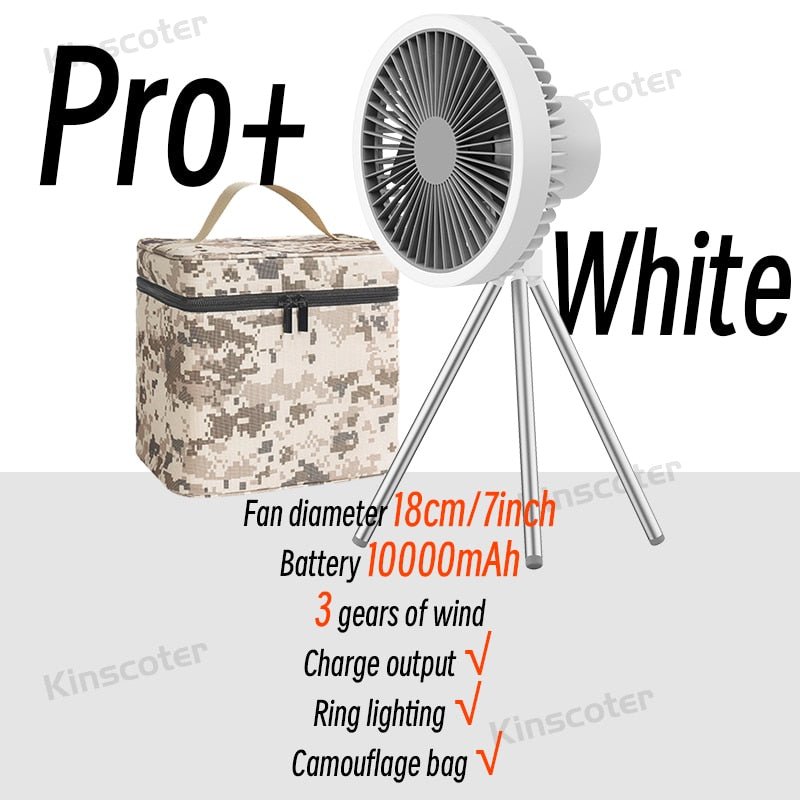 10000mAh 4000mAh Camping ventilator - Oplaadbaar - Draadloze Plafond elektrische ventilator met Power Bank led verlichting - Bivakshop