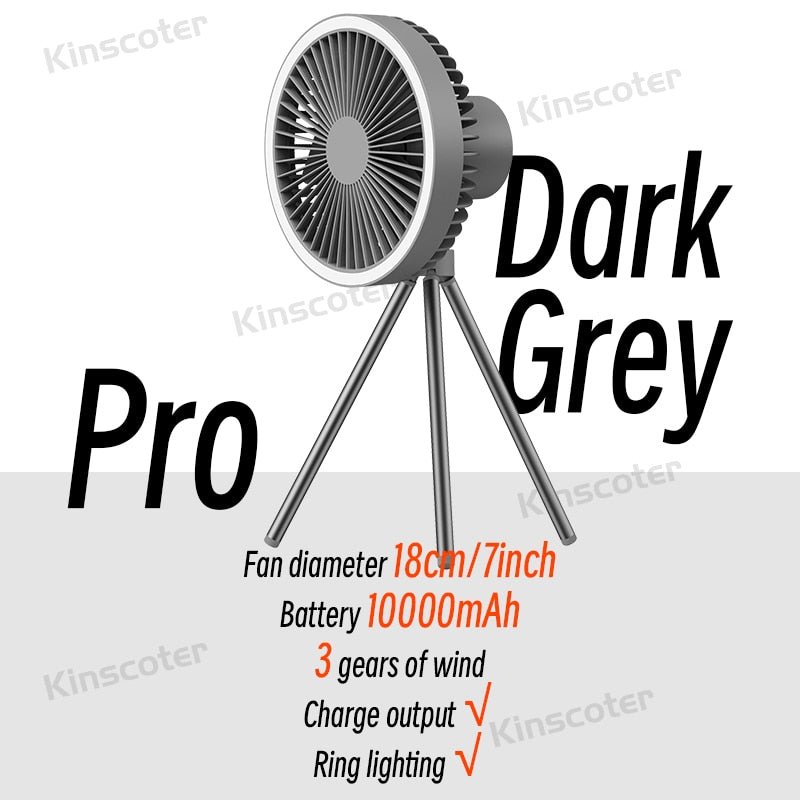 10000mAh 4000mAh Camping ventilator - Oplaadbaar - Draadloze Plafond elektrische ventilator met Power Bank led verlichting - Bivakshop