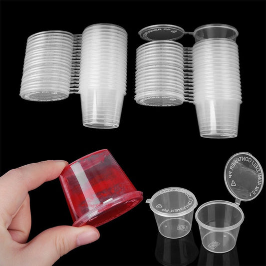 10/25 stuks 25/27/40/45ml Plastic takeaway saus cup containers - Met deksel - Ideaal voor picknick - Bivakshop