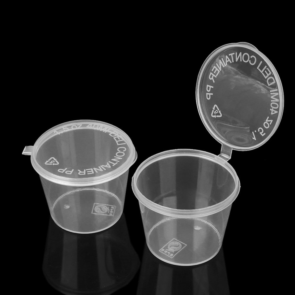 10/25 stuks 25/27/40/45ml Plastic takeaway saus cup containers - Met deksel - Ideaal voor picknick - Bivakshop