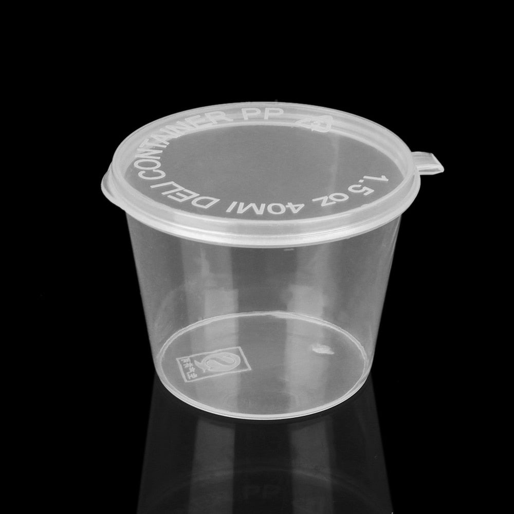 10/25 stuks 25/27/40/45ml Plastic takeaway saus cup containers - Met deksel - Ideaal voor picknick - Bivakshop