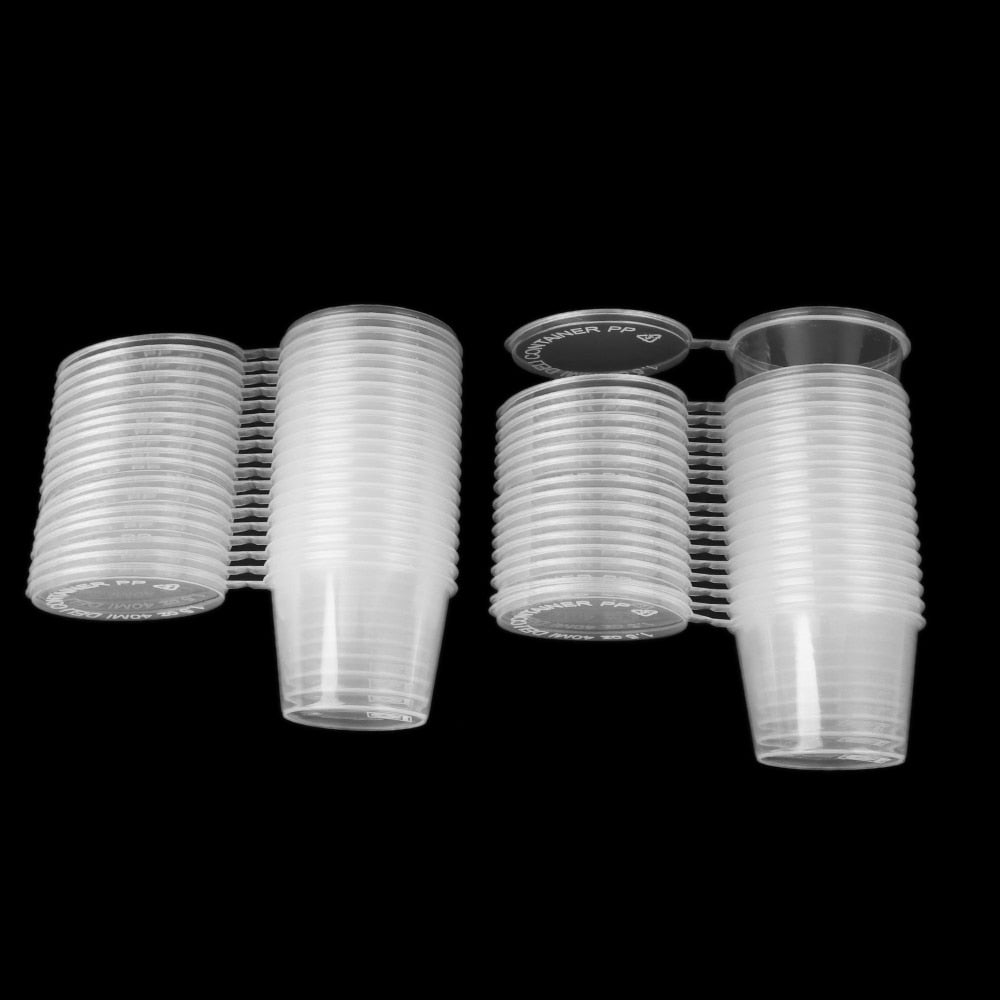 10/25 stuks 25/27/40/45ml Plastic takeaway saus cup containers - Met deksel - Ideaal voor picknick - Bivakshop